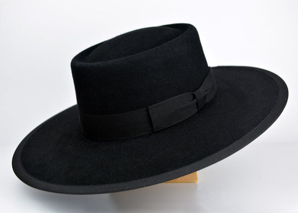 MARIAN STYLE WOOL FELT TELESCOPE GAMBLER (BOLERO) HAT - Marian Style Boutique