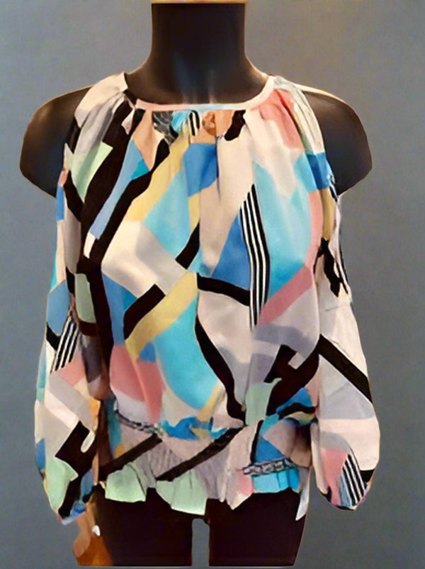 Blouse - Patterned silk blouse - Marian Style Boutique