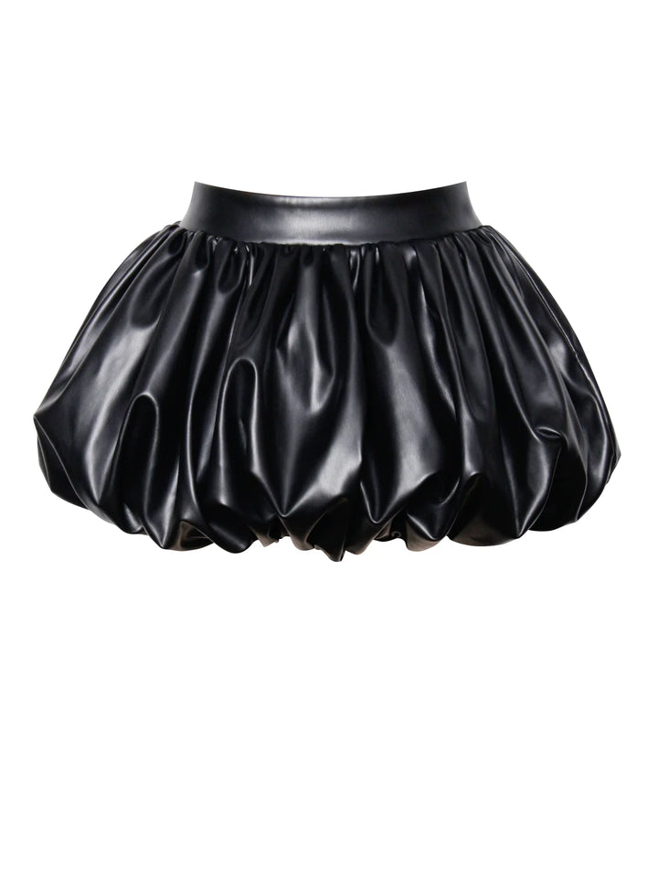 Marian style Yuna Vegan Leather Bubble Hem Skirt - Marian Style Boutique