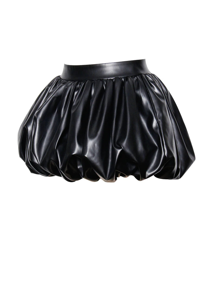 Marian style Yuna Vegan Leather Bubble Hem Skirt - Marian Style Boutique