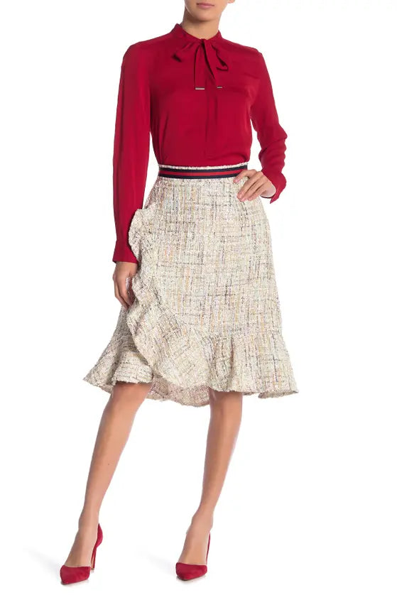 Skirt- Midi Skirt - Natural - Knee length - Marian Style Boutique