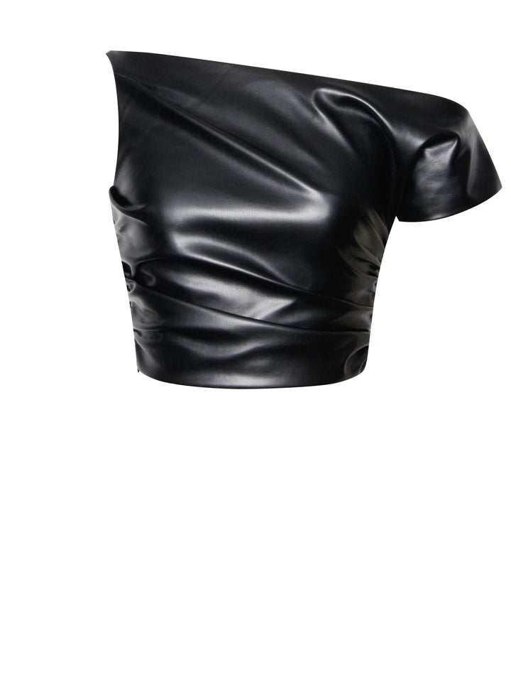Marian style Leather Slash Neck Tank Top - Marian Style Boutique