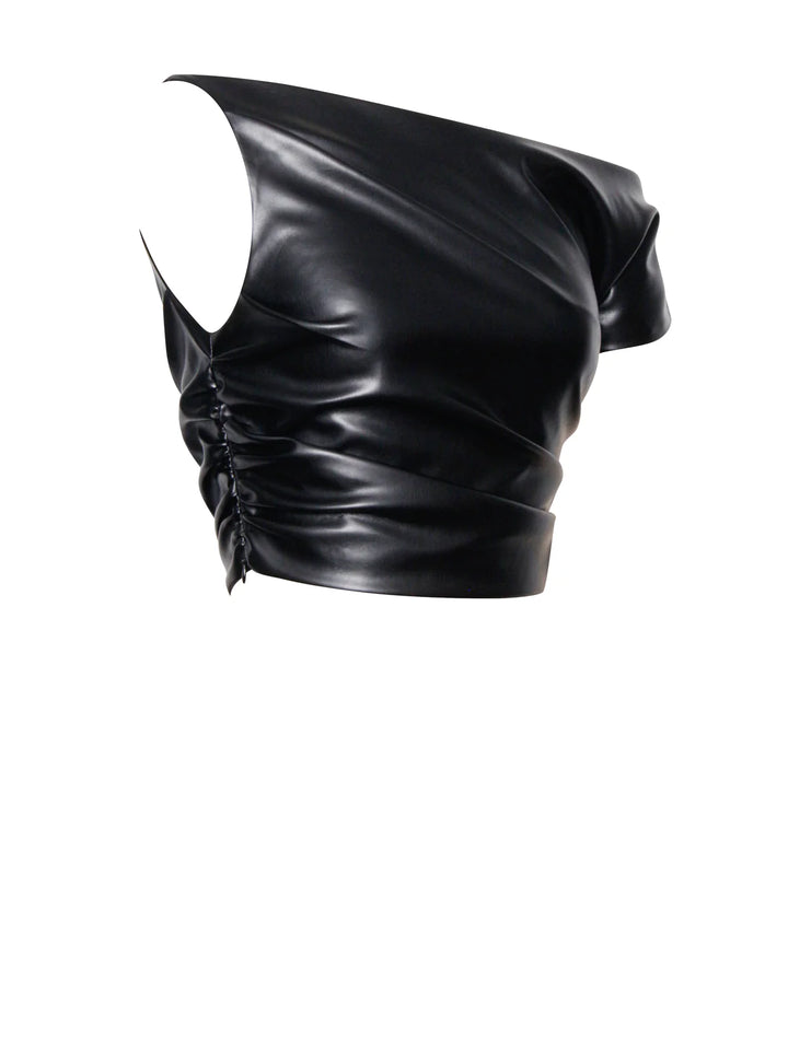 Marian style Leather Slash Neck Tank Top - Marian Style Boutique