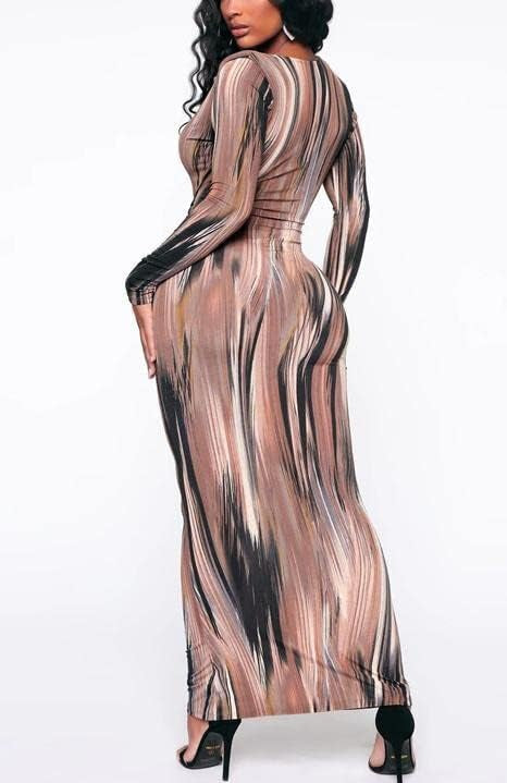 Marian style Brush stroke print tie waist bodycon dress - Marian Style Boutique