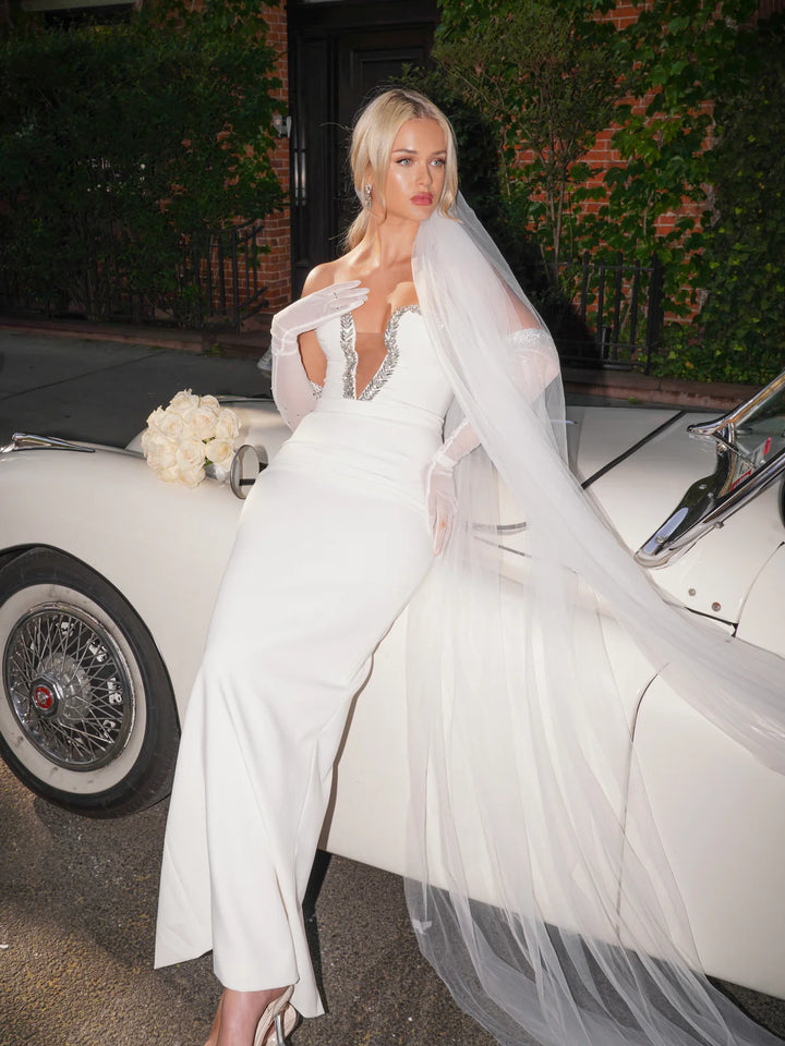 Marian style White Crystal Embellished Maxi Dress - Marian Style Boutique
