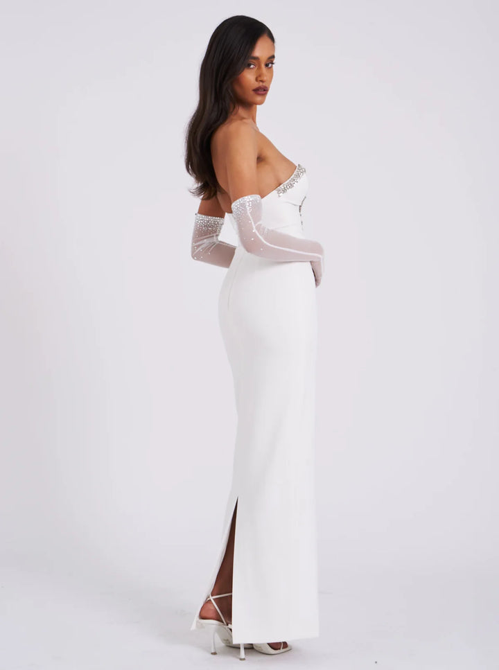 Marian style White Crystal Embellished Maxi Dress - Marian Style Boutique