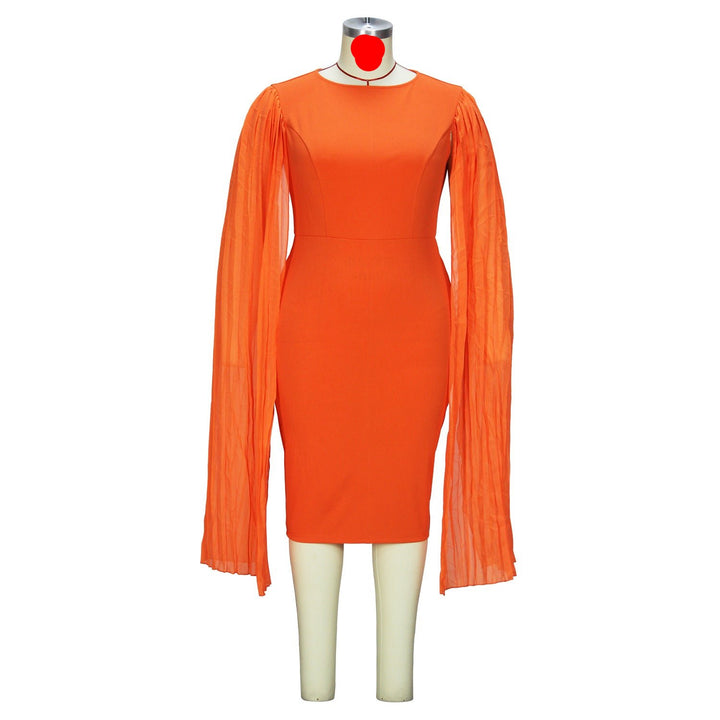 Dress- orange long sleeved long cut dress - Marian Style Boutique