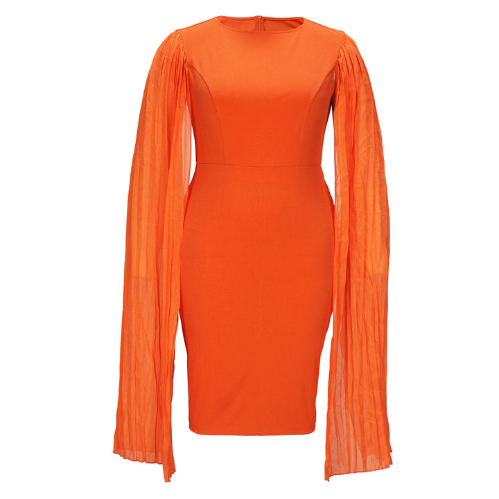 Dress- orange long sleeved long cut dress - Marian Style Boutique