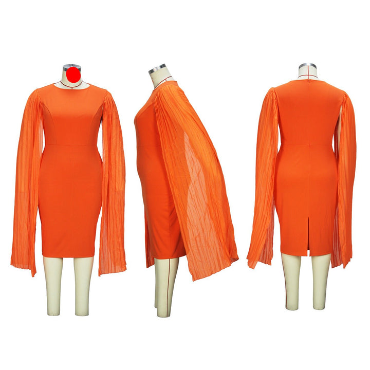 Dress- orange long sleeved long cut dress - Marian Style Boutique