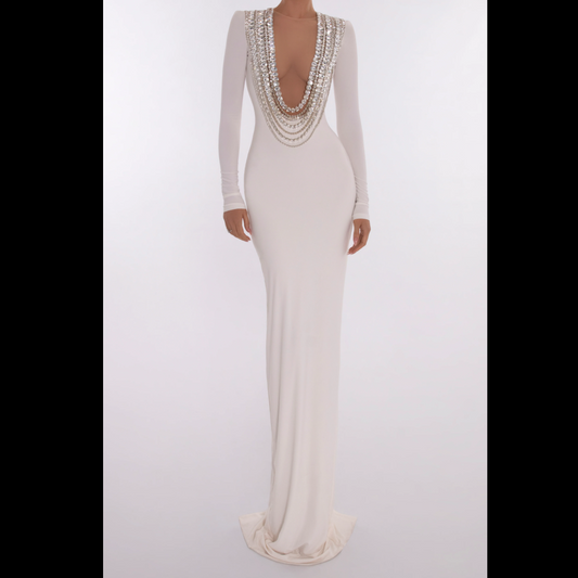 Marian style Neckline White Dress