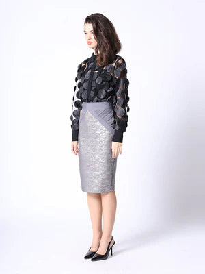 Marian style Statement Collar Puff Sleeve Button Down Top - Marian Style Boutique