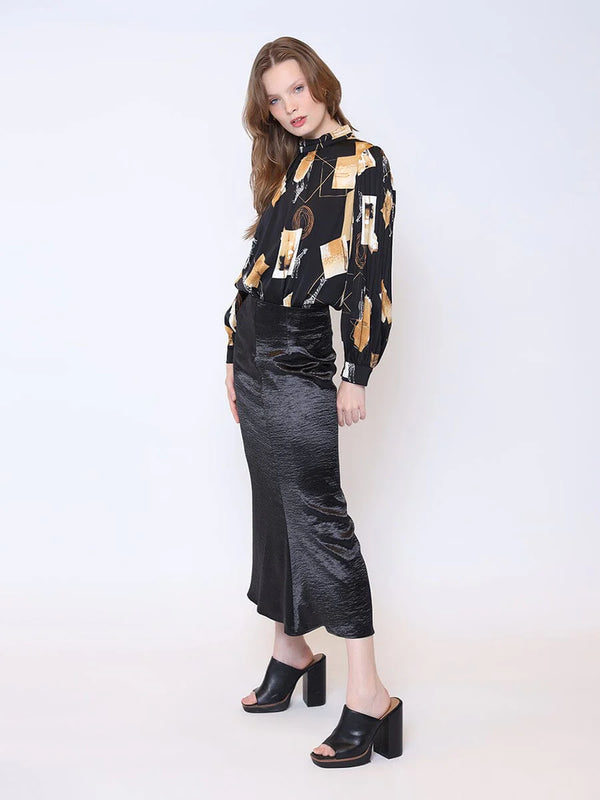 Marian style Textured Satin Fishtail Midi Skirt - Marian Style Boutique