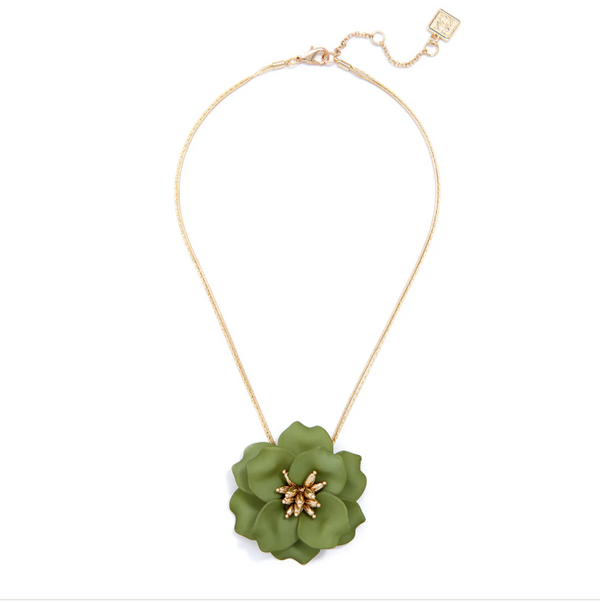 Necklace - Green flower with gold in the middle - Marian Style Boutique