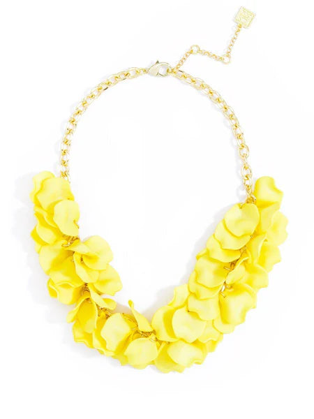 Necklace - Yellow flowers with gold chain - Marian Style Boutique