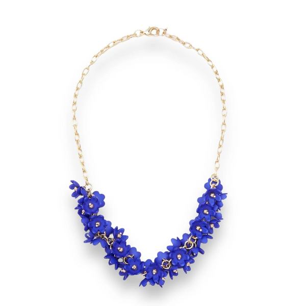 Necklace- resin flowers - cobalt - Marian Style Boutique