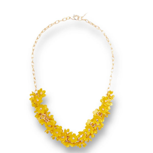 Necklace- resin flowers-honey