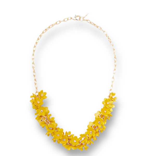 Necklace- resin flowers-honey - Marian Style Boutique