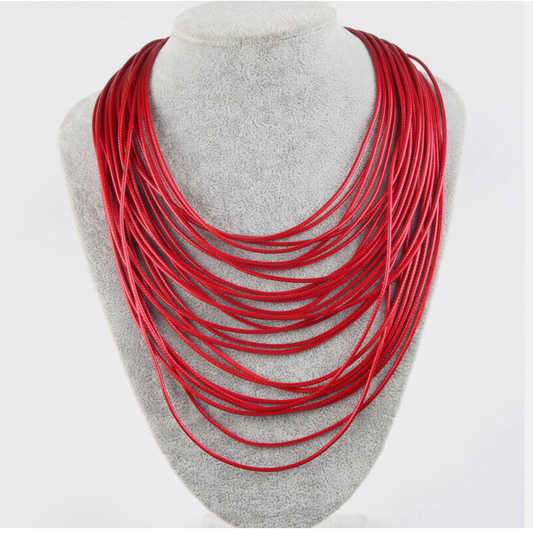 Necklace-Red Layered Rope