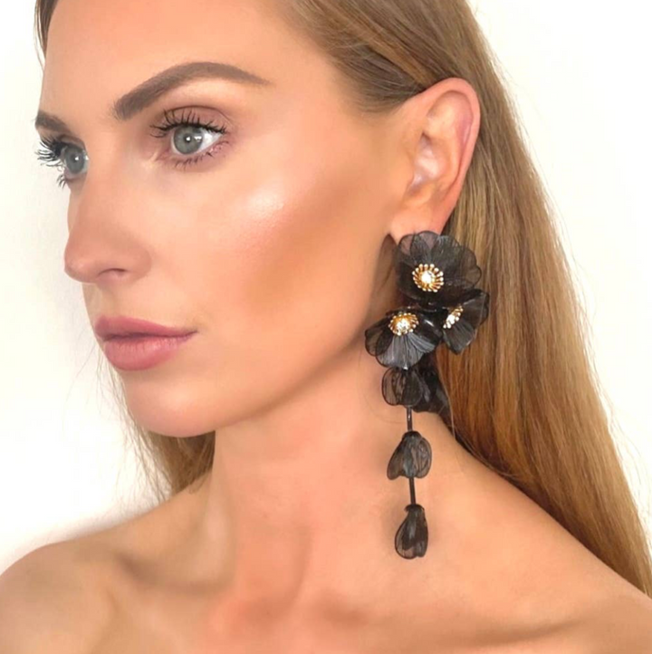 Waterfall Statement Gold Flower Drop Earrings - Marian Style Boutique