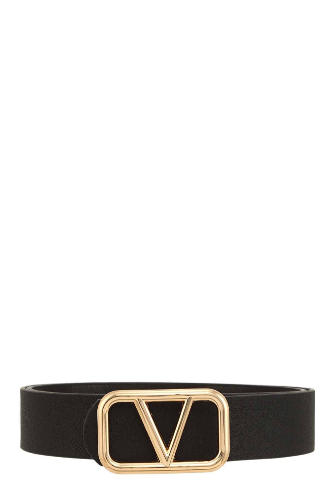 Metal V Buckle Leather Belt