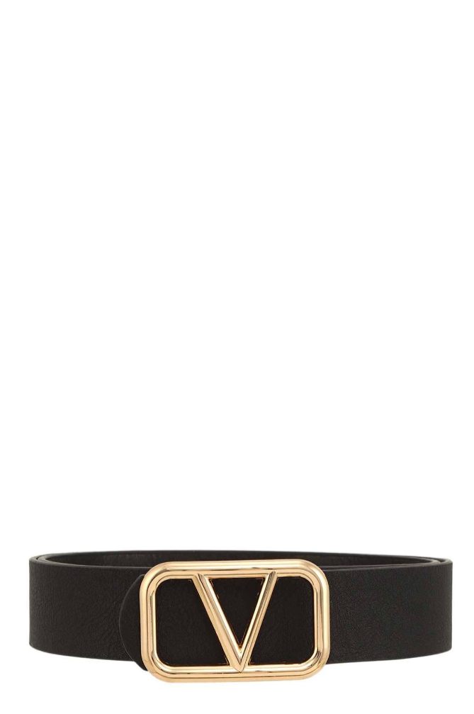 Metal V Buckle Leather Belt - Marian Style Boutique
