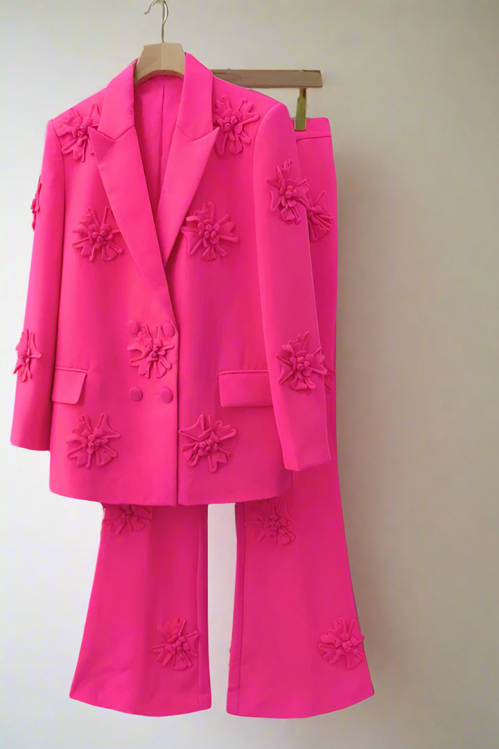 Elegant floral suit y flared pants set - Marian Style Boutique