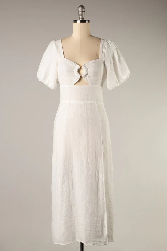 dress- long short sleeved white dress - Marian Style Boutique