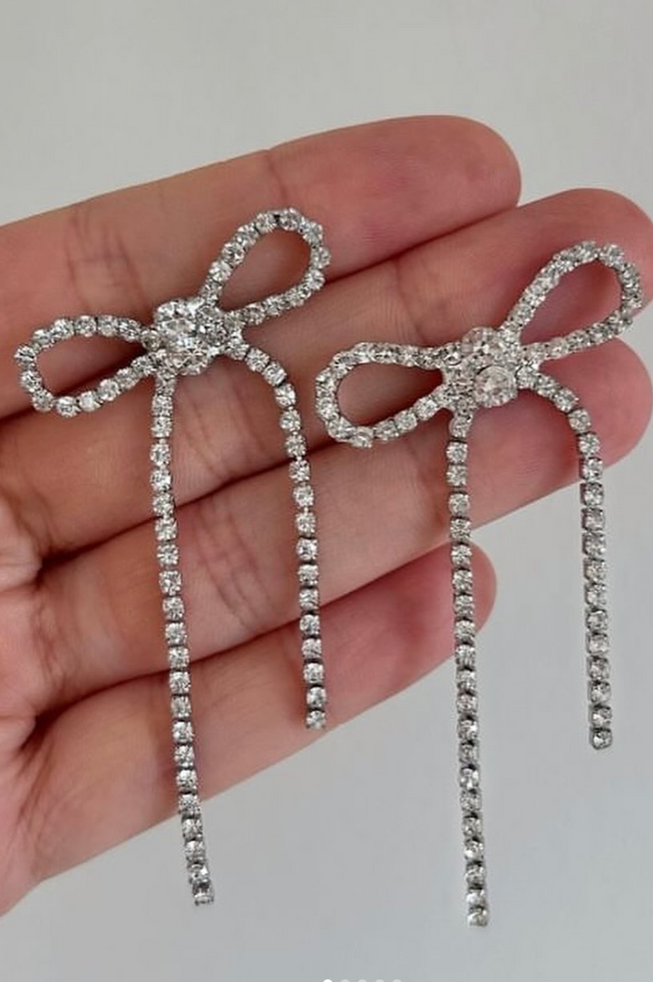 Marian Style Rhinestone Bow Earrings - Marian Style Boutique