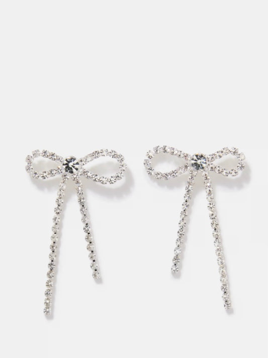 Marian Style  Rhinestone Bow Earrings