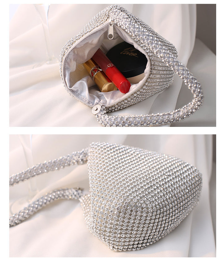 Marian Style Black gold silver polyester satin solid color shell evening bags - Marian Style Boutique