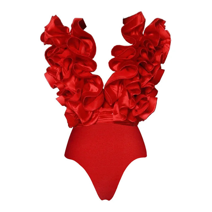 Marian Style women’s elegant solid color frill 2 pieces - Marian Style Boutique
