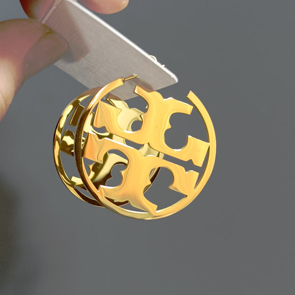 Marian Style pair it style exaggerated symbol hollow out carring stanless steel 18k gold plated earrings studs - Marian Style Boutique