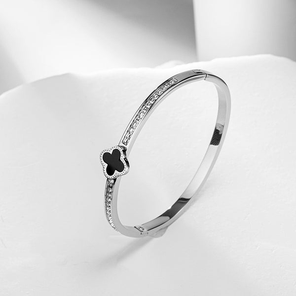 Marian Style hot titanium steel Diamond clover bracelet women’s high grade open bracelet stainless - Marian Style Boutique