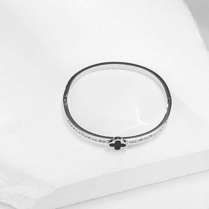 Marian Style hot titanium steel Diamond clover bracelet women’s high grade open bracelet stainless - Marian Style Boutique
