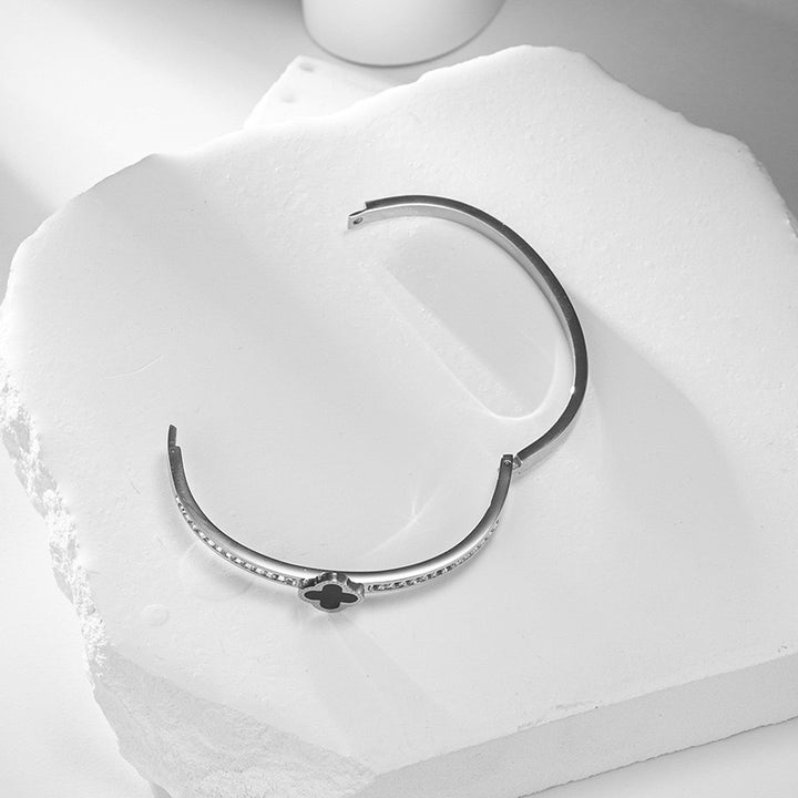 Marian Style hot titanium steel Diamond clover bracelet women’s high grade open bracelet stainless - Marian Style Boutique