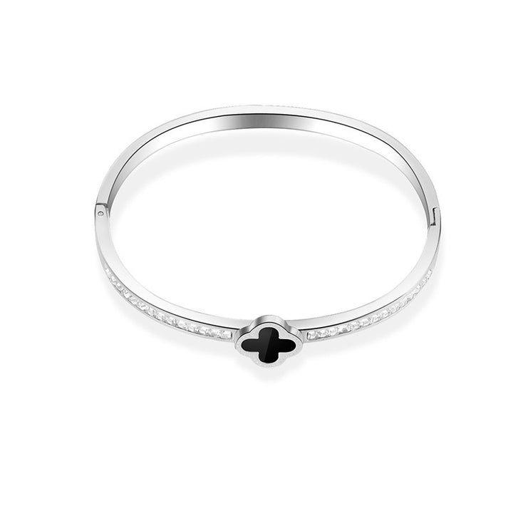 Marian Style hot titanium steel Diamond clover bracelet women’s high grade open bracelet stainless - Marian Style Boutique