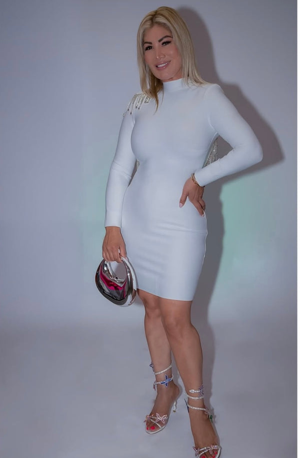 Diamond Tassel Backless Bandage Dress - Marian Style Boutique