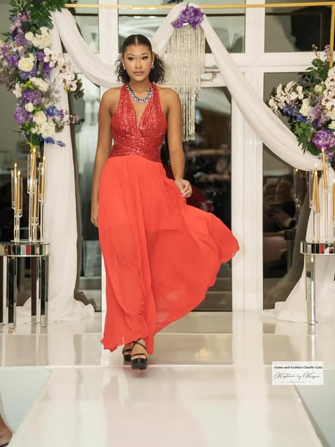 Formal Evening Dress - Sequins detail maxi dress - Marian Style Boutique