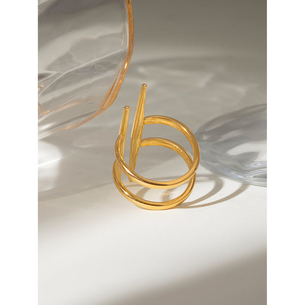 Wholesale jewelry simple style classic style parallel double layer parallel double layer lines 304 steel rings - Marian Style Boutique
