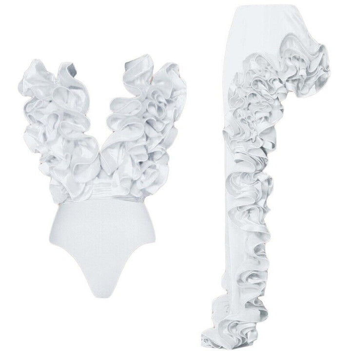 Marian Style women’s elegant solid color frill 2 pieces - Marian Style Boutique