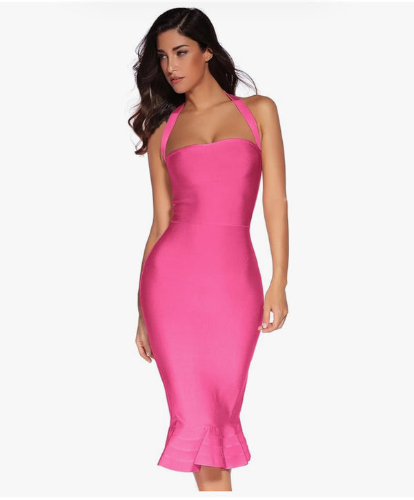 Marian Style - Women’s Halter Fishtail Bandage Party Dress