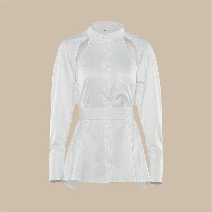 Marian Style Chic White Hollow Out Mid-Length Blouse - Marian Style Boutique