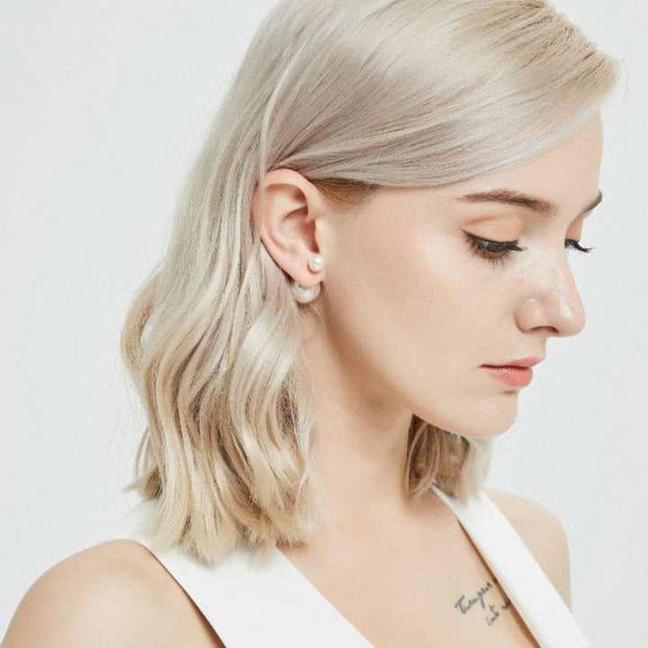 Marian Style Dual-Sided Pearl Stud Earrings - Marian Style Boutique