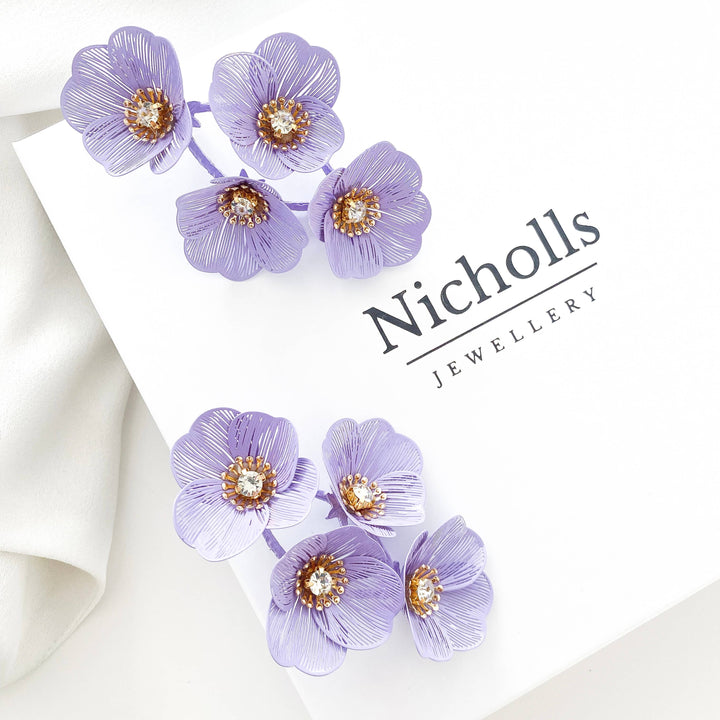 Large Statement Lilac Flower Earrings - Marian Style Boutique