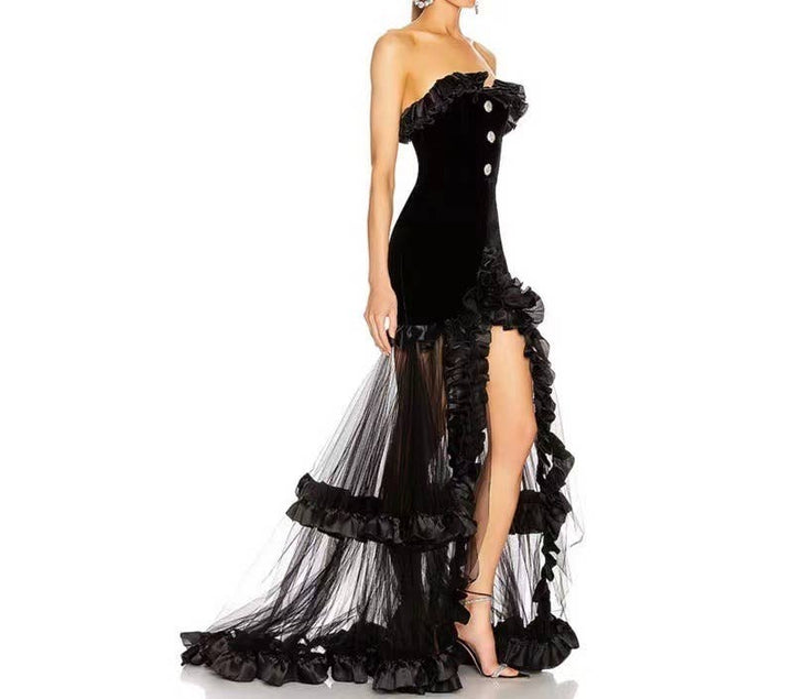 Marian Style Elegant Off-Shoulder Lace Black Dress - Marian Style Boutique