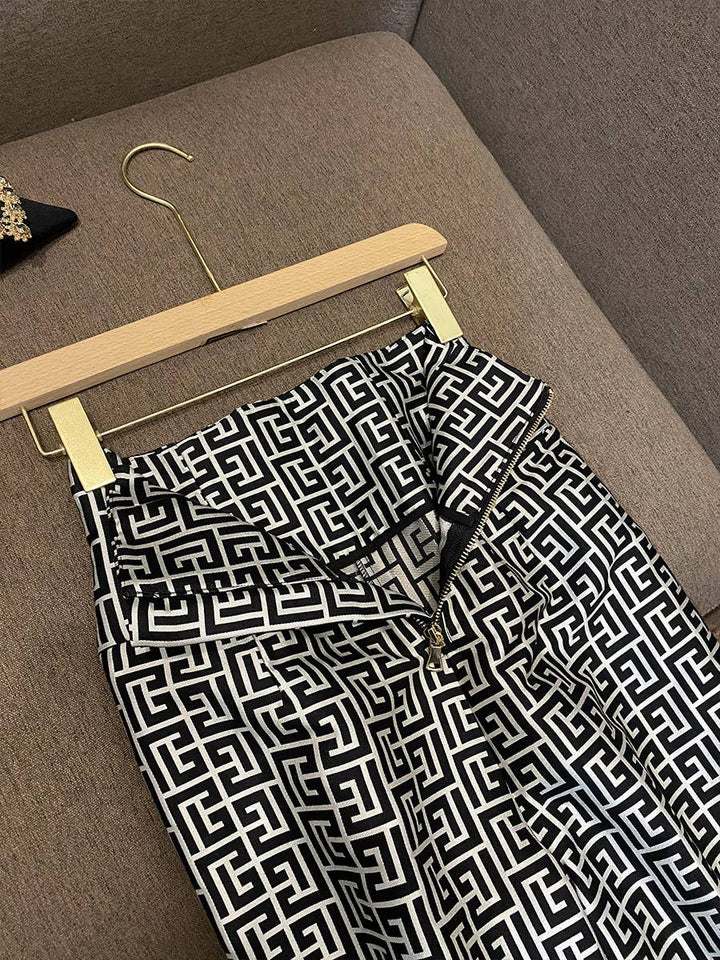 Marian Style Chic Shrug Geometric Jacquard Blazer & Pants Set - Marian Style Boutique