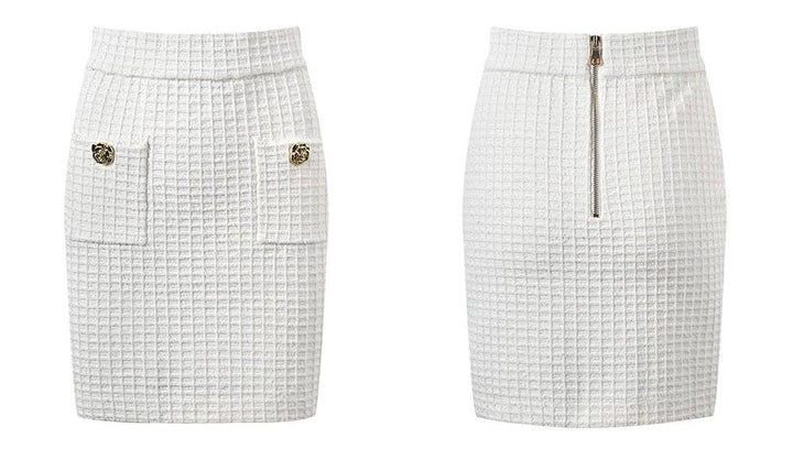 Marian Style Spring Tweed Collar Top & Skirt Ensemble - Marian Style Boutique