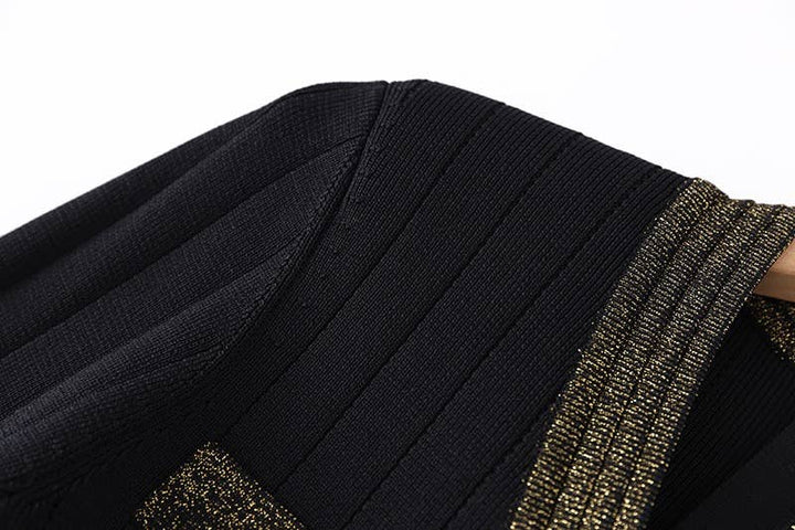 Marian Style Women's Knitted Dress Bright Silk Patchwork Slim Fit - Marian Style Boutique