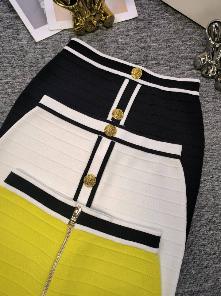 Marian Style Stylish Knit Cardigan & Skirt Set - Single-Breasted: White / English / M - Marian Style Boutique