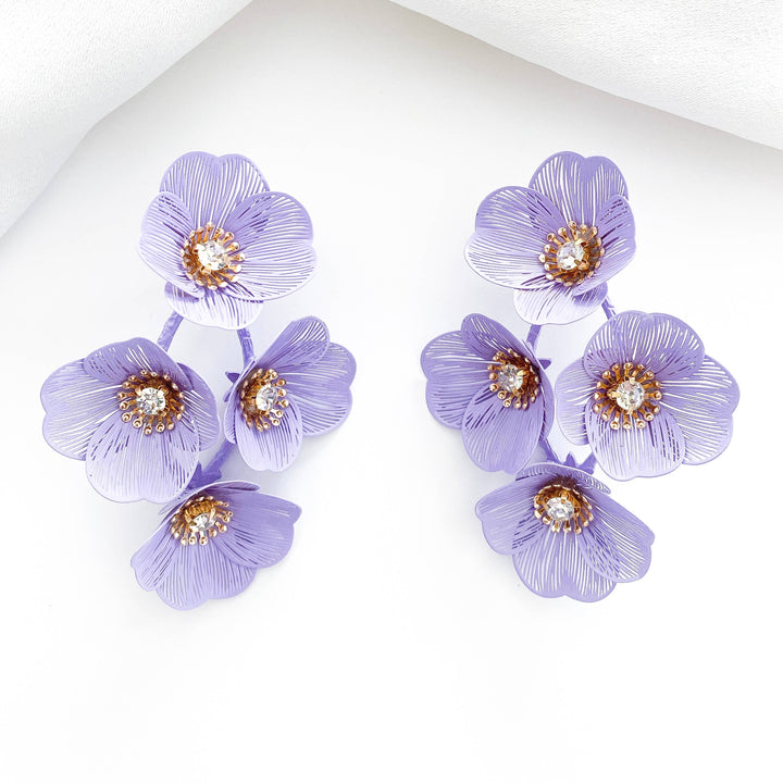 Large Statement Lilac Flower Earrings - Marian Style Boutique